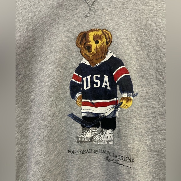 Polo Ralph Lauren USA Hockey Bear Hoodie Size Medium - Picture 3 of 9
